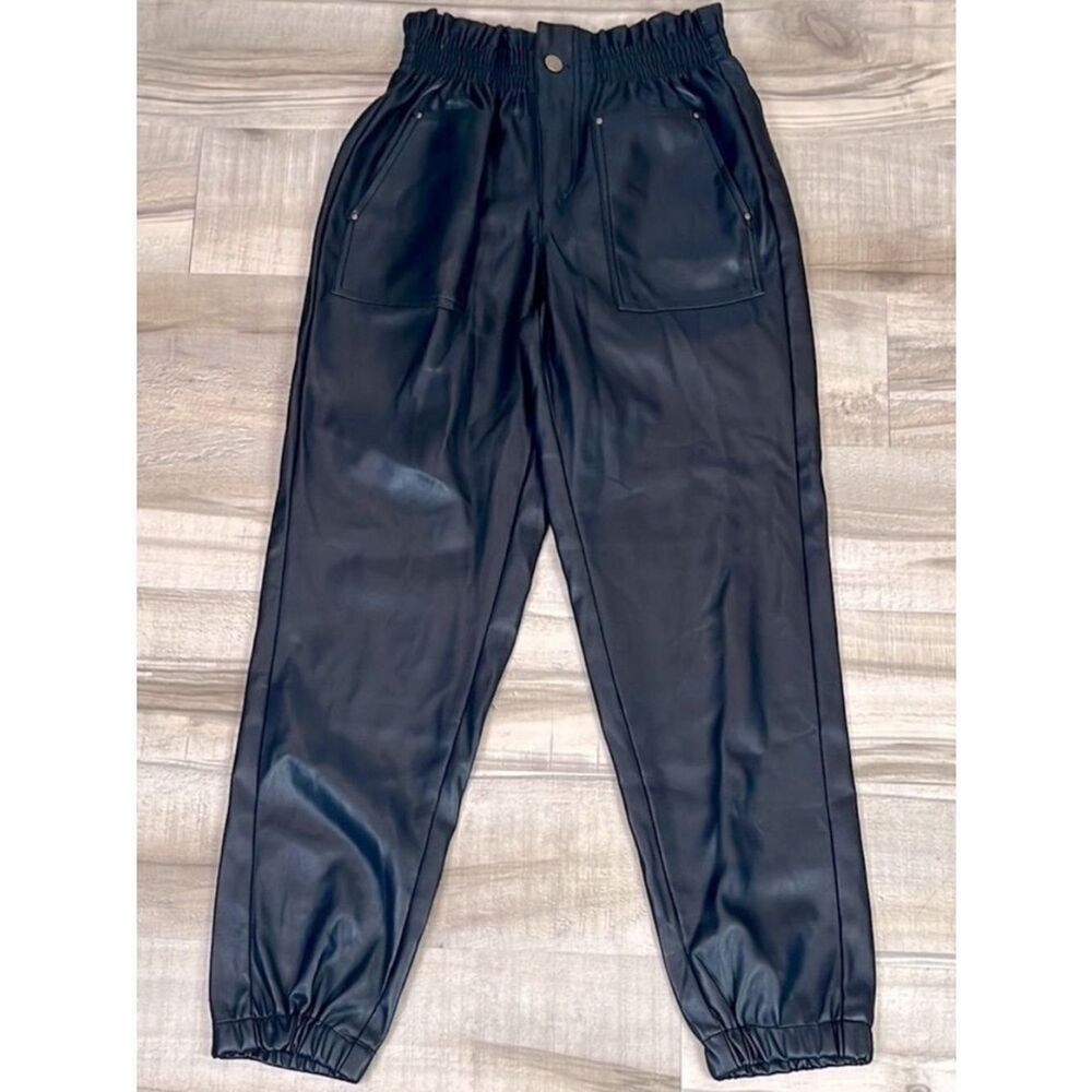 NWT Forever 21 vegan leather gathered waist jogger pants size small